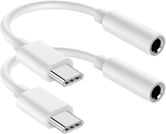 USB C to 3.5mm Audio Headphone Jack Adapter (2Pack), Aux to USB C Dongle Cord Cable Compatible with iPhone 17/16/15, iPad Pro, Samsung Galaxy S25 S24