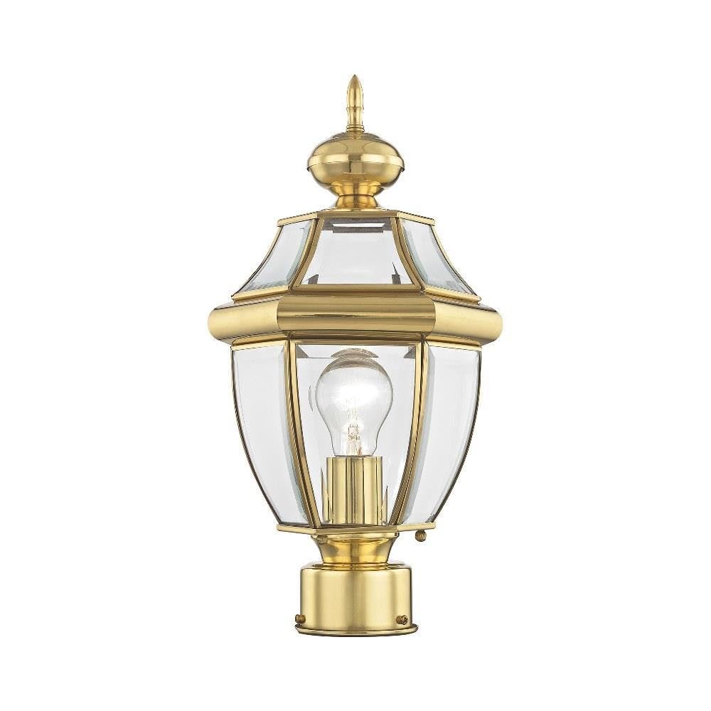 Livex Lighting 2153-02 Outdoor Post with Clear Beveled Glass Shades, Polished Brass