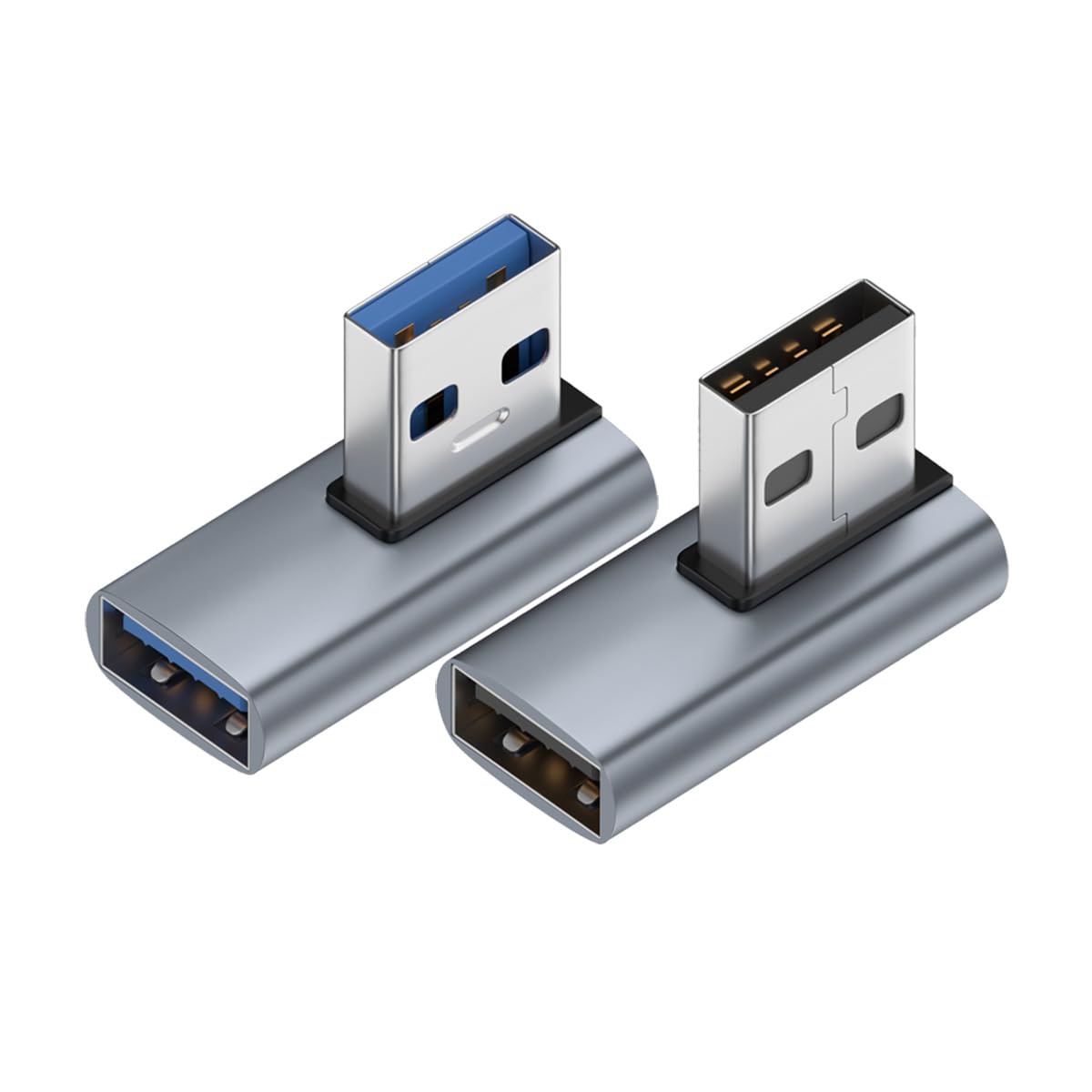 rgzhihuifz 2-Pack, Super Speed USB 3.0 Vertical Left Angle and Right Angle Adapter USB 3.0 Male to Female 90 Degrees dapter Coupler, USB Cable…