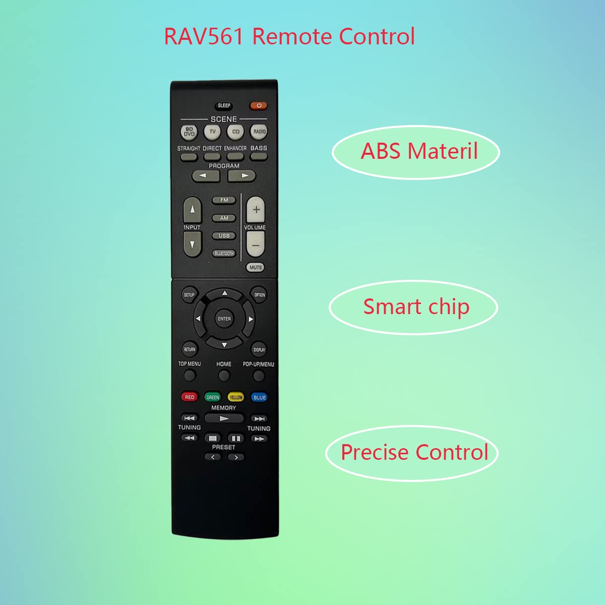 GHUST RAV561 ZZ43210 Replacement Remote Control Universal for Yamaha RX-V385 HTR-3072 YHT-4950U RAV552 ZW44660 HTR-2071 RX-V283 RAV531 RAV532 RAV533