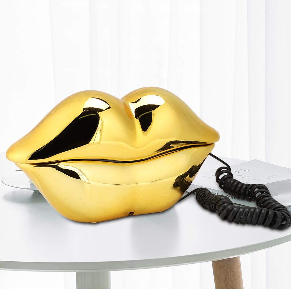 Novelty Lips Telephone Landline Phones for Home, Red Mouth Telephone Wired Sexy Lip Phone Gift Cartoon Shaped Real Corded for Home Hotel Office