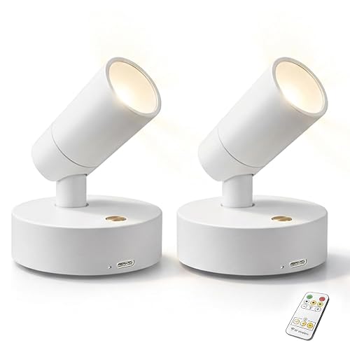 Lsoppn Magnetic Rechargeable Picture Light 2 Pack, Wireless Art Spotlight with Remote & Touch Control, 3 Color Temps Dimmable Wall Light, 2000mAh