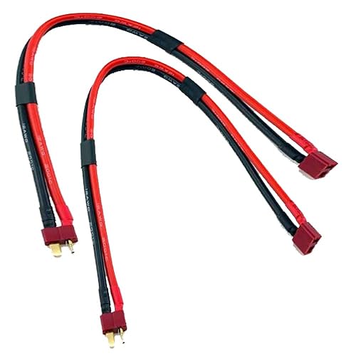 Yiqigou 2 PCS T Plug Extension Cable, 11.8inch 14AWG Silicone Wire, Male to Female Connector, RC Vehicle with T-plug Connector and ESC