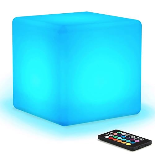 Mr.Go Rechargeable LED Color-Changing Light Cube 8", Dimmable Soothing Mood Lamp with Remote, 16 RGB Colors 4 Modes, Waterproof Cube Lights for Home