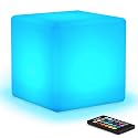 Mr.Go Rechargeable LED Color-Changing Light Cube 8", Dimmable Soothing Mood Lamp with Remote, 16 RGB Colors 4 Modes, Waterproof Cube Lights for Home