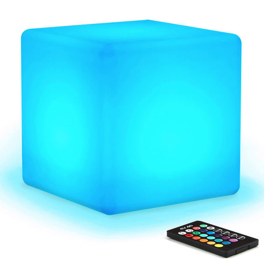 Mr.Go Rechargeable LED Color-Changing Light Cube 8", Dimmable Soothing Mood Lamp with Remote, 16 RGB Colors 4 Modes, Waterproof Cube Lights for Home