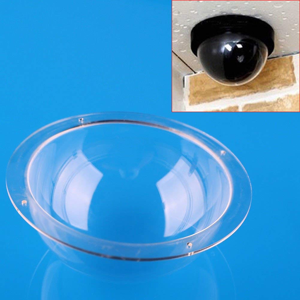 Trolleyshop Diameter 3.94 inch/100MM w/ 4 Holes Acrylic Dome Flange Transparent Plastic Hemisphere Indoor/Outdoor CCTV Replacement Clear Dome Camera