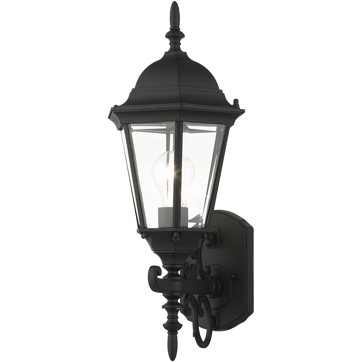 Livex Lighting 7556-14 Outdoor Wall Lantern with Clear Beveled Glass Shades, 20" x 8" x 20", Black