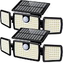 MIHANI Solar Flood Lights Outdoor, 2500LM Motion Sensor Security Lights with 270° Wide Angle, IP65 Waterproof, 3 Heads Solar Outdoor Lights for Patio