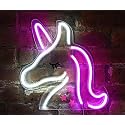 Isaac Jacobs 13" x 13" inch LED Neon Pink and White Unicorn Wall Sign For Cool Light, Wall Art, Bedroom Decorations, Home Accessories, Party