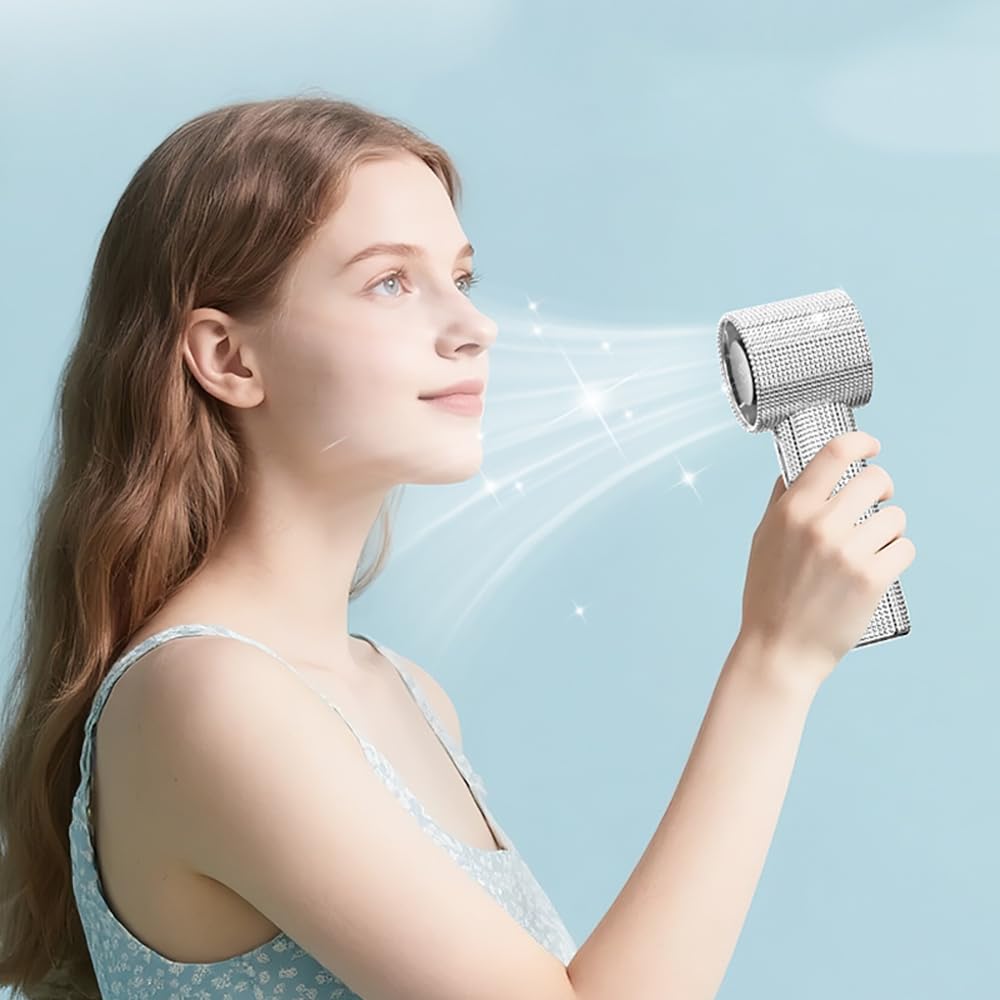 Fussybussy Portable Full Diamond Handheld Turbo Fan