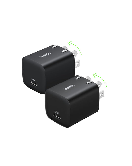 Belkin USB C Charger Block 25W (2 Pack) - PD3.0 PPS Super Fast Charging - Samsung Galaxy S26, S25, Apple iPhone 17, Air, Pro, Pro Max, AirPods, Apple