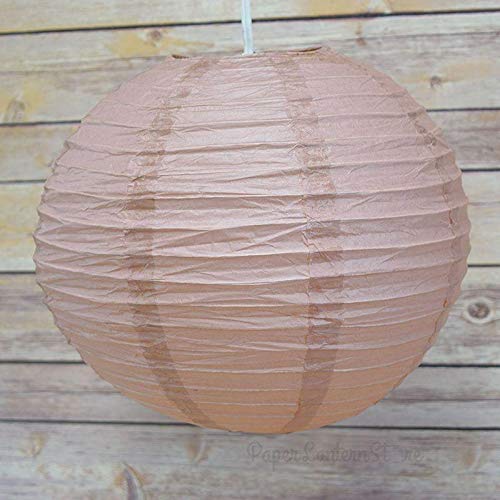 Quasimoon PaperLanternStore Decorative Paper Lantern - (10-Pack, 4-Inch, Dusty Sand Rose, Even Ribbing) Round Paper Lanterns - Ideal Wedding and Party