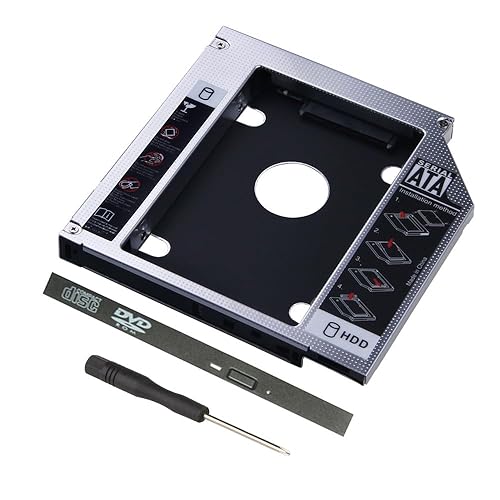 ThtRht Optical Drive to Hard Drive Caddy Bracket 2nd HDD SSD Enclosure Universal 9.5mm SATA Port Case Adapter Converter Tray for DELL SFF HP Laptop