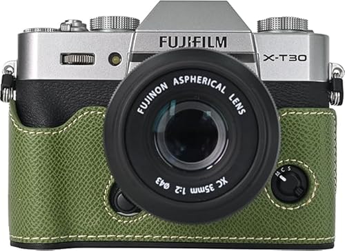 BMAOLLONGB X-T30 III Case, Handmade PU Leather Half Camera Case Bag Cover Bottom Opening Version for Fujifilm XT30 X-T30 III/II With Hand Strap