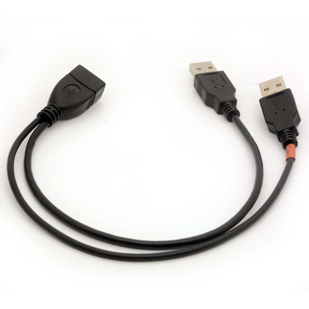 BSHTU USB Cable Y Splitter USB 2.0 Power Enhancer Hub Adapter Data Charger Cable Extension Code Type a 30cm (1 Female to 2 Male)