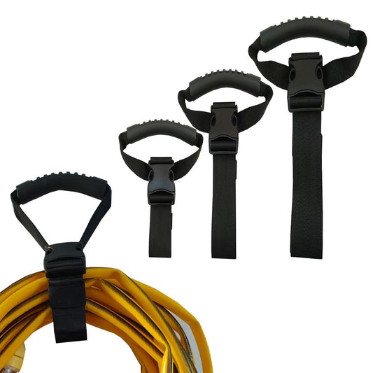 HDHYK- Assorted 3Pack Black-with Handle Extension Cord Organizer,Easy-Carry Wrap-It Storage Straps?for Workshop,Garden Hose, Extension
