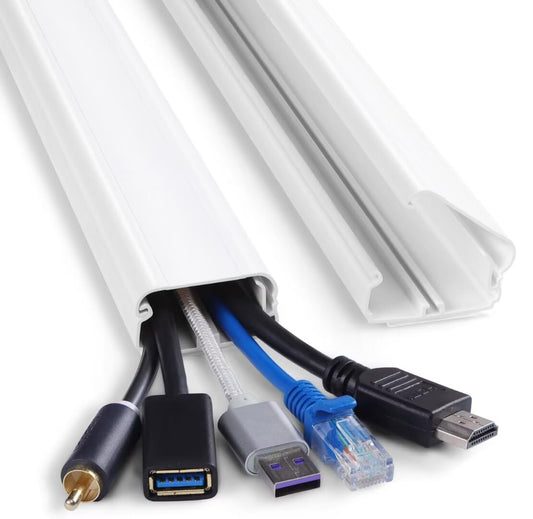 Cord Cover Wall 32in, TV Cord Hider for Wall Mounted TV, Large Cable Hider Kit for 3-6 Cords, Wire Management Raceway, White Wire Hider Concealer, 2 x