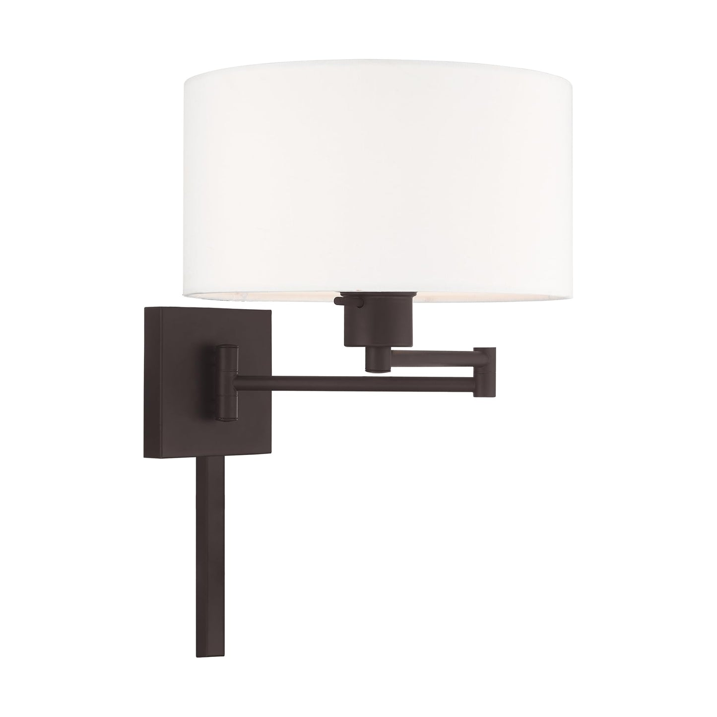 Livex Lighting 40036-07 24.25" One Light Swing Arm Wall Mount, Bronze Finish with Off-White Fabric Shade