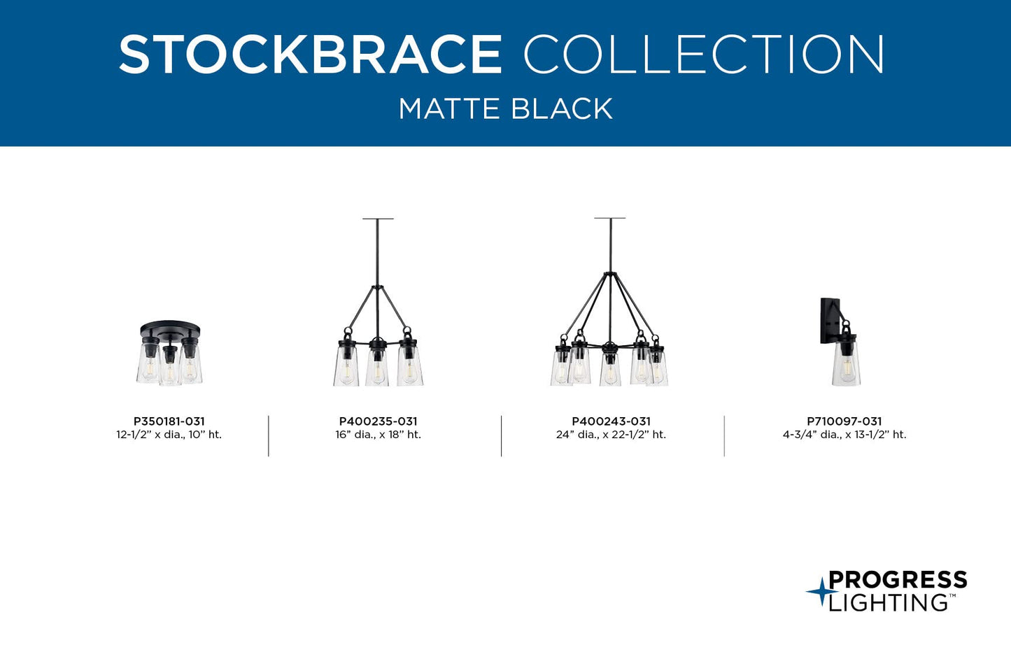 Progress Lighting P710097-031 Transitional One Light Wall Bracket from Stockbrace Collection in Black Finish,Matte Black, 13.50x4.75x5.50