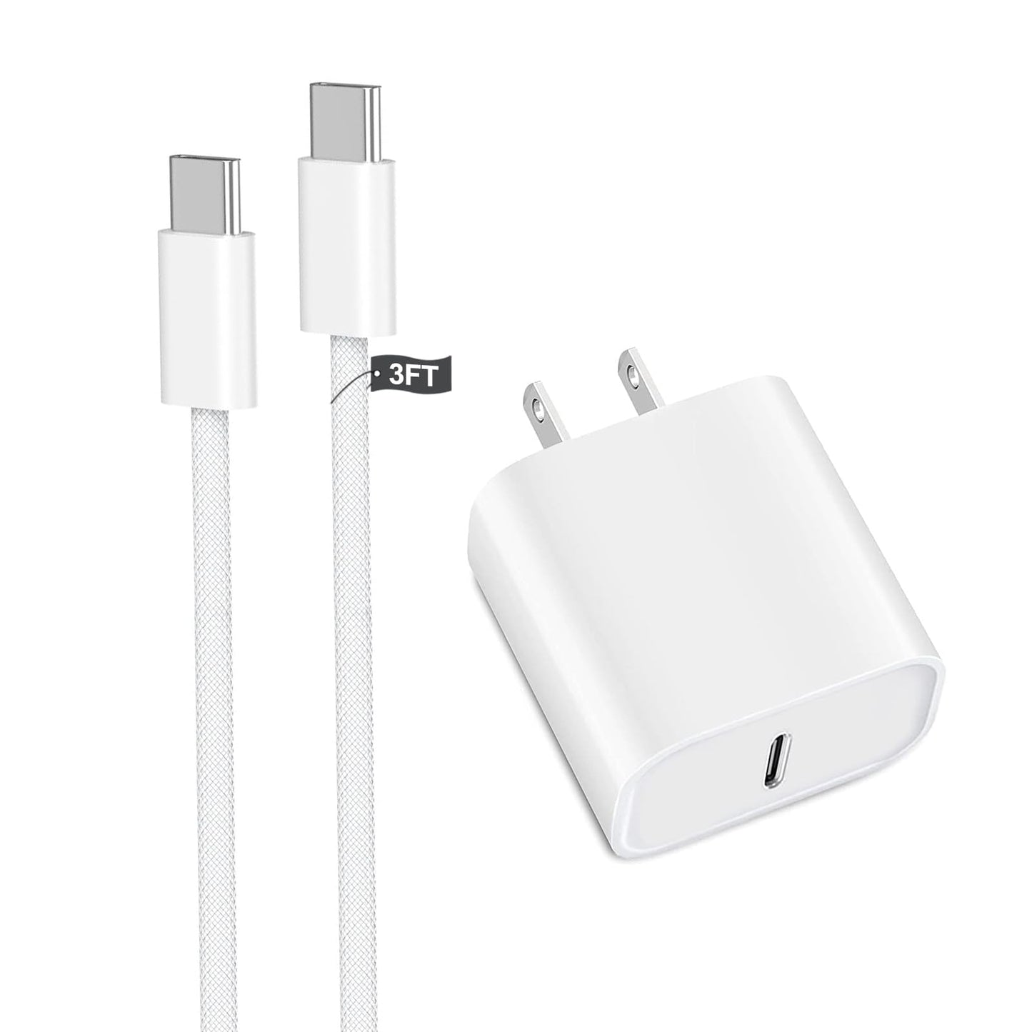 iPhone 17 16 Fast Charger,20W USB C Wall Charger Adapter with USB C Fast Woven Charging Cable for iPhone 17 Pro Max/17 Air/16e/15 Plus,iPad Pro