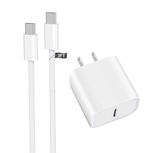 iPhone 17 16 Fast Charger,20W USB C Wall Charger Adapter with USB C Fast Woven Charging Cable for iPhone 17 Pro Max/17 Air/16e/15 Plus,iPad Pro