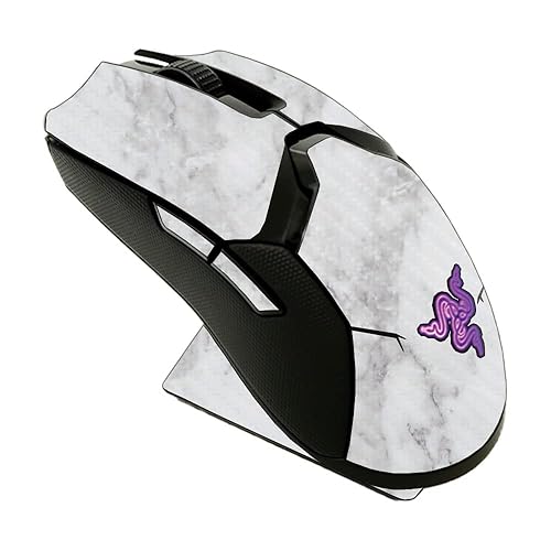 MightySkins Carbon Fiber Skin Compatible with Razer Viper Ultimate - Frost Marble | Protective, Durable Textured Carbon Fiber Finish | Easy to Apply