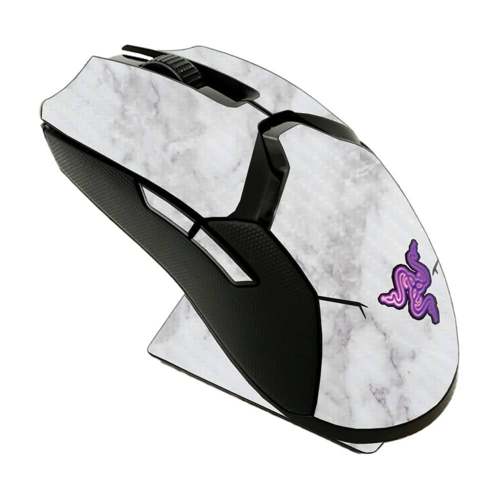 MightySkins Carbon Fiber Skin Compatible with Razer Viper Ultimate - Frost Marble | Protective, Durable Textured Carbon Fiber Finish | Easy to Apply