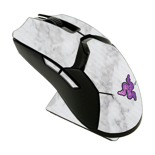 MightySkins Carbon Fiber Skin Compatible with Razer Viper Ultimate - Frost Marble | Protective, Durable Textured Carbon Fiber Finish | Easy to Apply