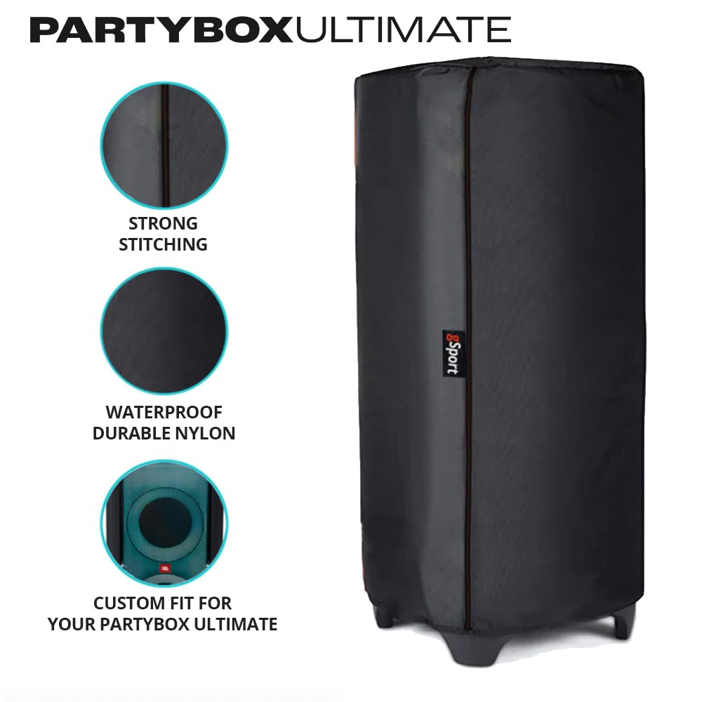 JBL PARTYBOX Ultimate Portable Party Speaker Bundle with gSport Speaker Cover (Black)