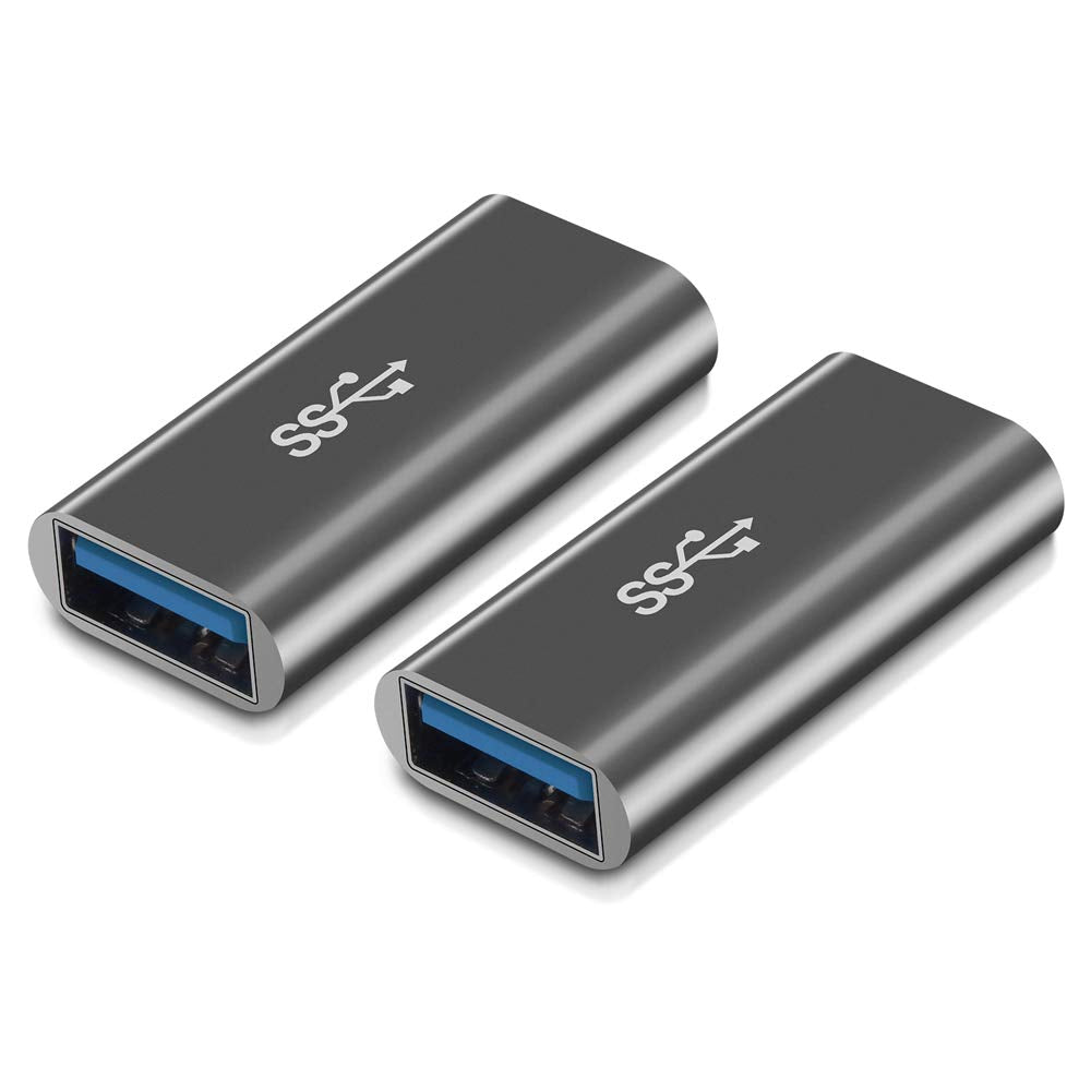 QianLink [2-Pack] Aluminum Type A Female to Female -Connector Converter,USB 3.0 Coupler Adapter (Grey)