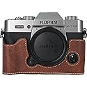 BMAOLLONGB X-T30 III Case, Handmade PU Litchi Leather Half Camera Case Bag Cover Bottom Opening Version for Fujifilm XT30 X-T30 III/II With Hand Strap