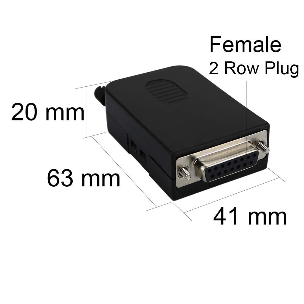 TwinkleBay D-SUB DB15 Female 15 Pin Jack Port to Terminal Breakout Board Connector, 2 Row Plug with Case