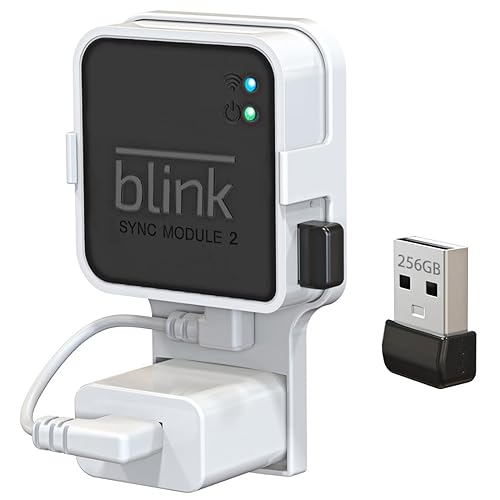 256GB Blink USB Flash Drive, with Outlet Wall Mount for Sync Module, Space-Saving Mount Bracket Holder for Blink Outdoor/Indoor Security System (Sync