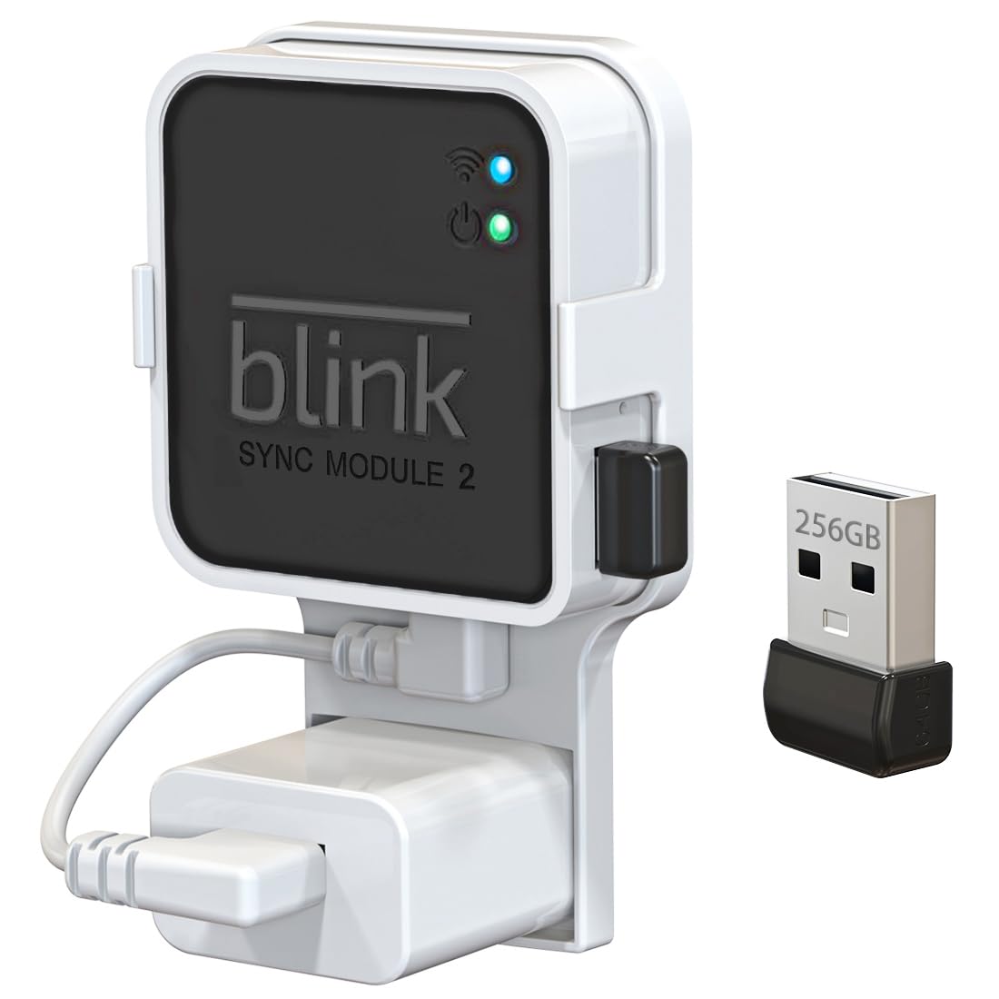256GB Blink USB Flash Drive, with Outlet Wall Mount for Sync Module, Space-Saving Mount Bracket Holder for Blink Outdoor/Indoor Security System (Sync