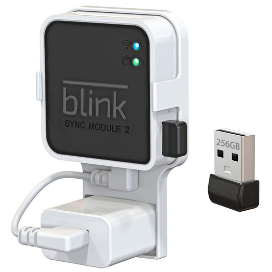 256GB Blink USB Flash Drive, with Outlet Wall Mount for Sync Module, Space-Saving Mount Bracket Holder for Blink Outdoor/Indoor Security System (Sync