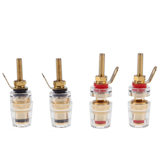 CCeCCe 4 Pack Amplifier Terminal Connectors Insulated Binding Post Ends 5-Way Gold Plated 4mm Banana Female Socket Jack Plug Long Thread M4 Screw