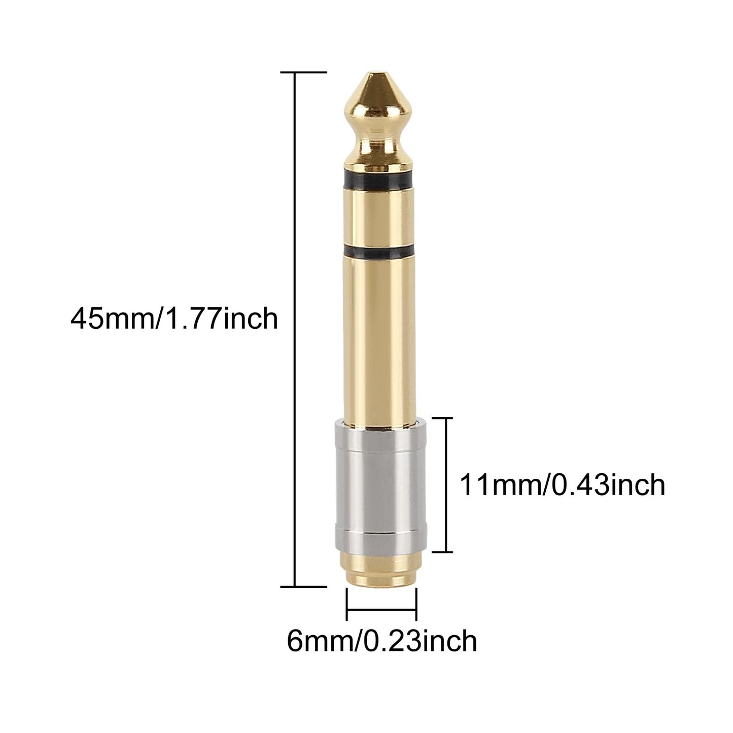 5Pcs 6.5mm 1/4" to 3.5mm 1/8" Audio Adapter Gold Plated Screw-On Stereo Adapter 6.35mm for Electronic Piano Microphone Adapter
