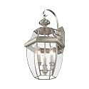 Livex Lighting 2351-91 Outdoor Wall Lantern with Clear Beveled Glass Shades, Brushed Nickel