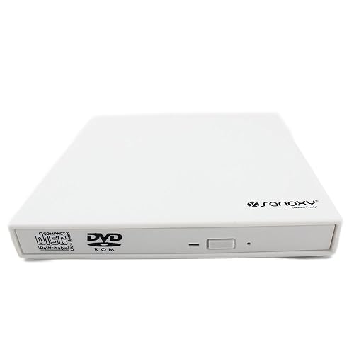SANOXY® USB2.0 Slim DVD/CD RW Burner External Enclosure Caddy Case with SATA Connector for Laptop Notebook Burner, White