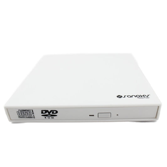 SANOXY® USB2.0 Slim DVD/CD RW Burner External Enclosure Caddy Case with SATA Connector for Laptop Notebook Burner, White