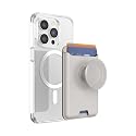 PopSockets Phone Wallet for MagSafe, Phone Card Holder with Grip, White - Horchata