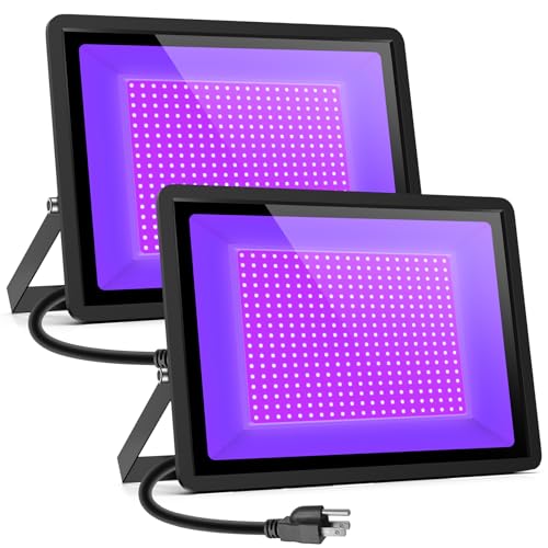 Black Lights 500W LED Black Lights Flood Light with Plug(6ft Cable) for Blacklight Party, Body Paint, Aquarium,Fluorescent Poster, Stage Lighting