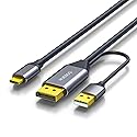 WJESOG DisplayPort to USB C Cable 6.6ft 4K@60Hz with USB Cable Adapter,DP Male to Type-C Male Converter Support Touch with Nreal Air VR, MacBook