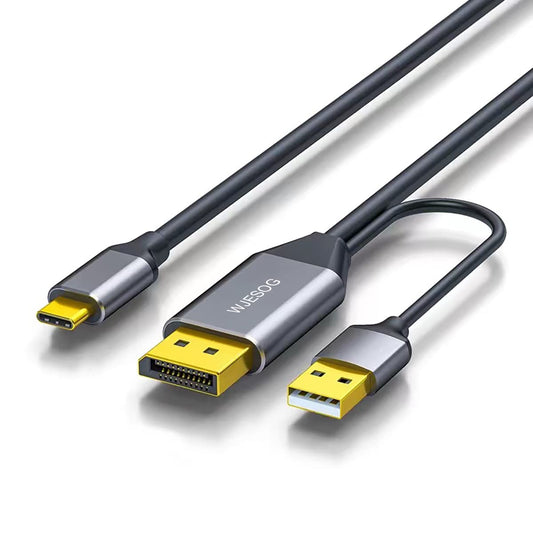 WJESOG DisplayPort to USB C Cable 6.6ft 4K@60Hz with USB Cable Adapter,DP Male to Type-C Male Converter Support Touch with Nreal Air VR, MacBook