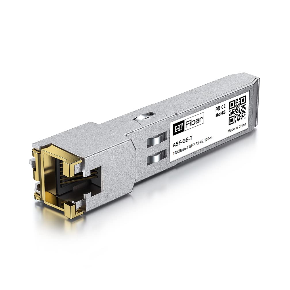 H!Fiber 1.25G SFP to RJ45 Module, 1000Base-T Ethernet SFP+ Copper Transceiver for Cisco SFP-GE-T, Ubiquiti UF-RJ45-1G, Unifi, TP-Link, Mikrotik