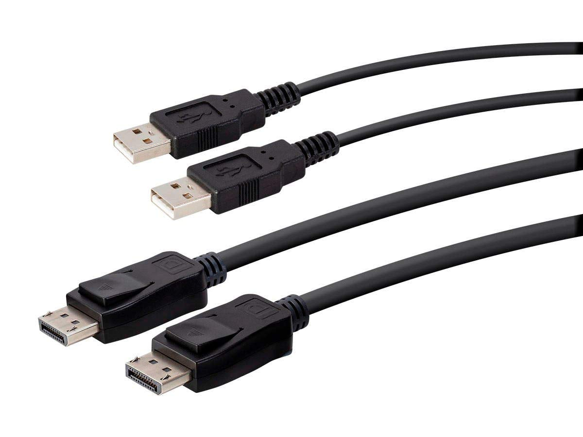 Monoprice 2-Port USB DisplayPort Cable KVM Switch, 4096x2160@30Hz with Remote Port Selector, Supports Microphone and Speakers