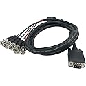 AllAboutAdapters 6-Feet Shielded D-Sub 15-in VGA Male to 5 BNC Male RGBHV Breakout Cable