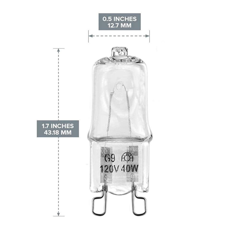 WokHok Appliance Light G9 Bulbs,120V T4 Bi-Pin 40W Xenon Small Light Bulb for Chandeliers, Spot Down Lamp, Cabinet Lights, Long Lasting Lifespan