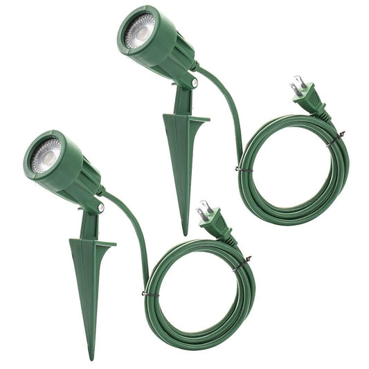 LED Christmas Spotlights Outdoor Plug in, Flood Stake Lights Outdoor, 5000K 350LM Landscape Light for Yard, Flag, Holiday Decor, Weather Resistant